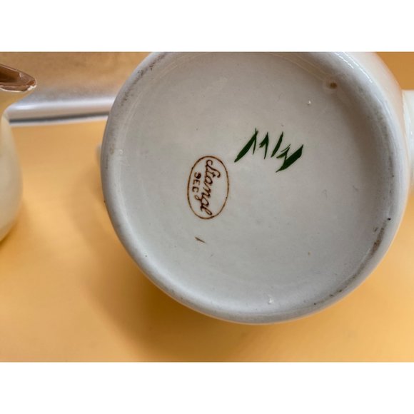 Vintage Stangl pottery Thistle MCM tea/coffee pot with sugar( lid)and creamer - Picture 6 of 6